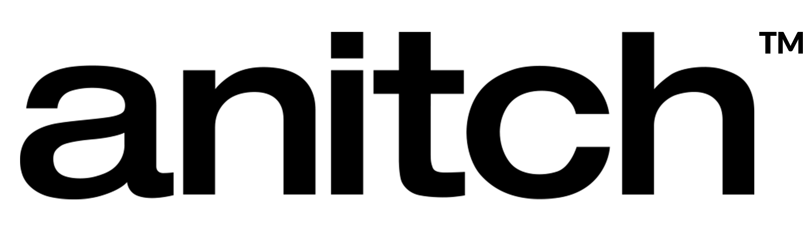 Black 'anitch' logo with a trademark symbol on a white background