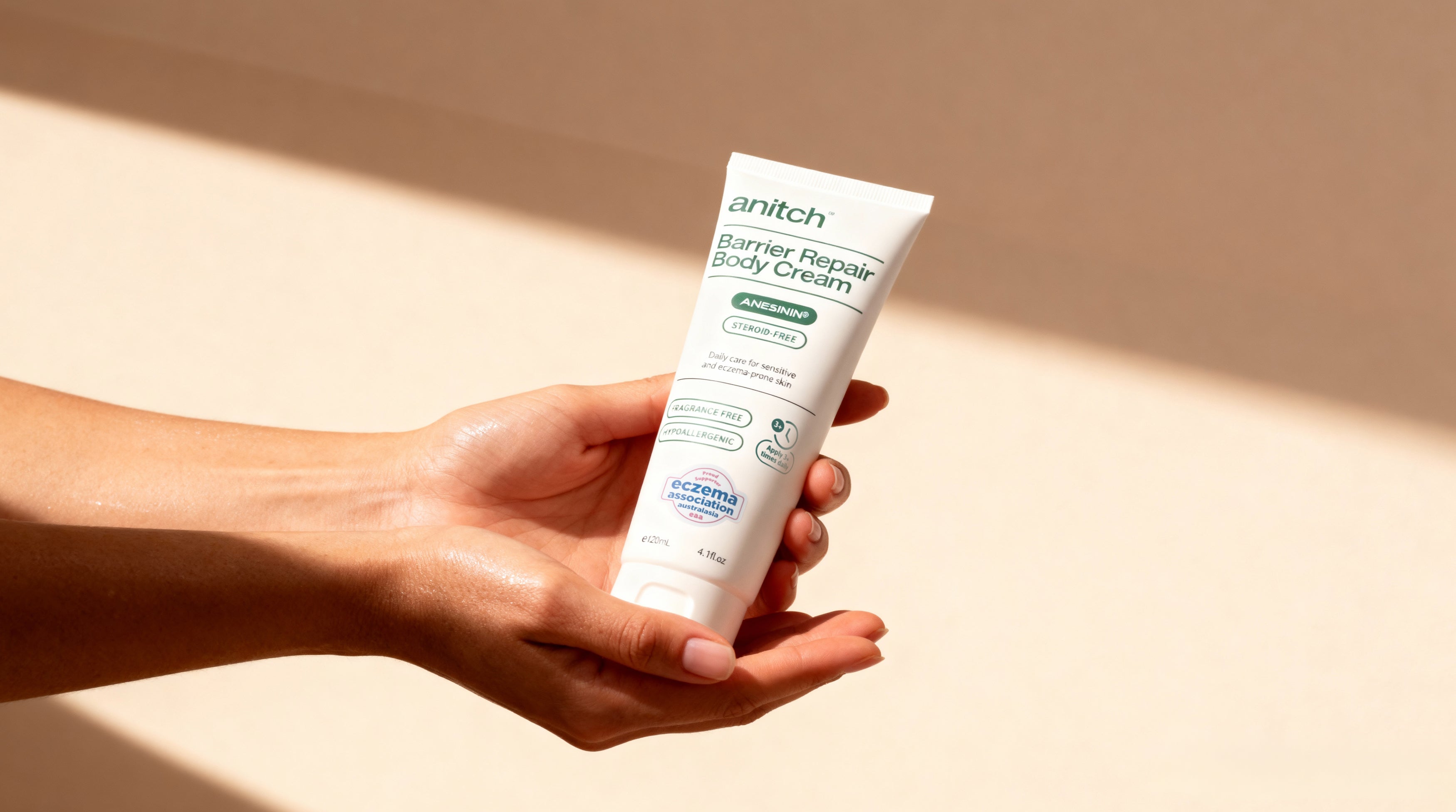 Anitch Barrier EczemaCream on a peach background