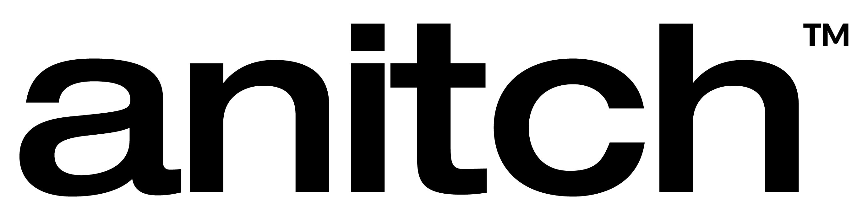 Black 'anitch' logo with a trademark symbol on a white background